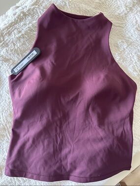 SKIMS Matte Mock Neck Racer Tank High-Neck Tank in Currant